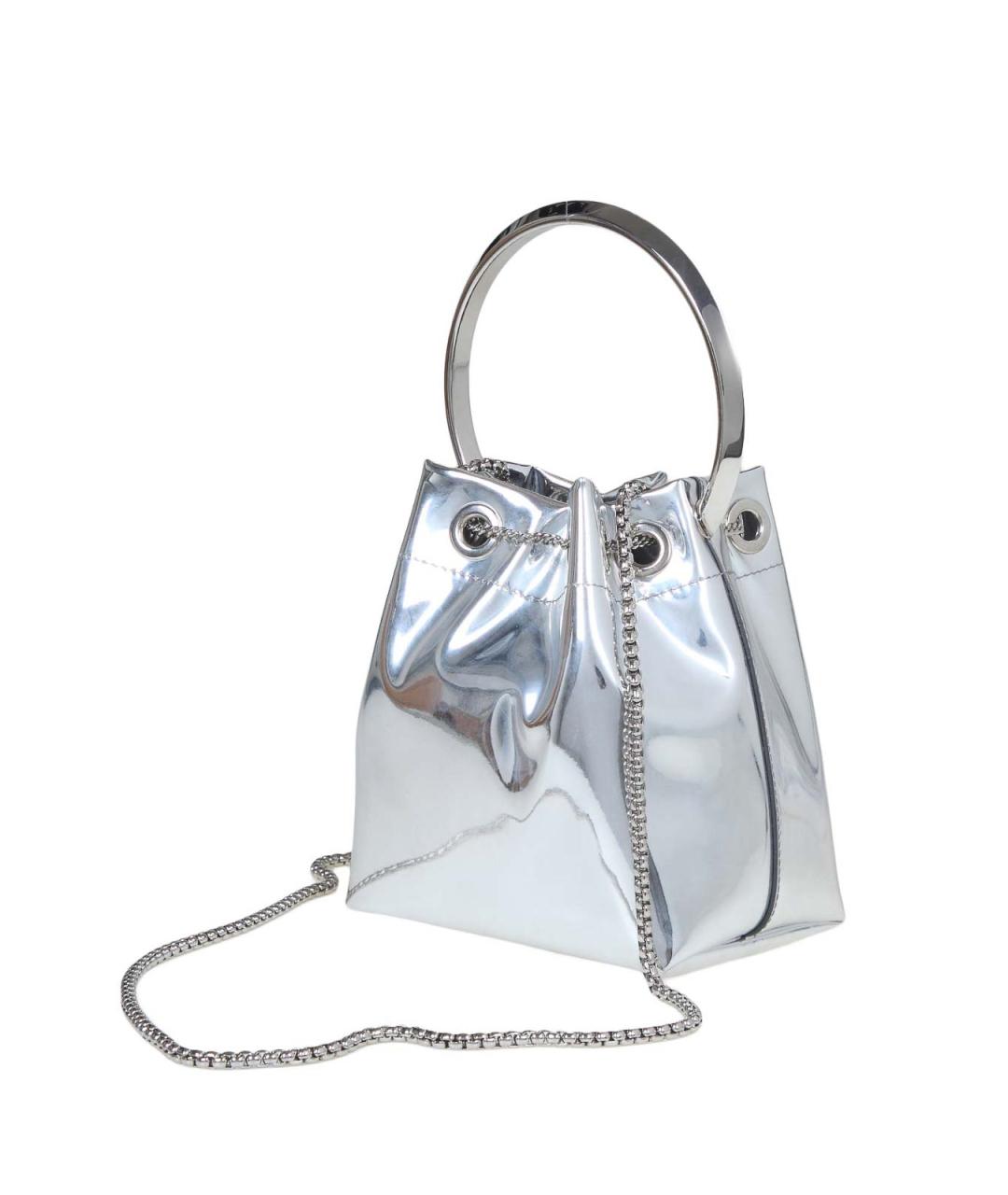 JIMMY CHOO Серебряная кожаная сумка с короткими ручками, фото 2