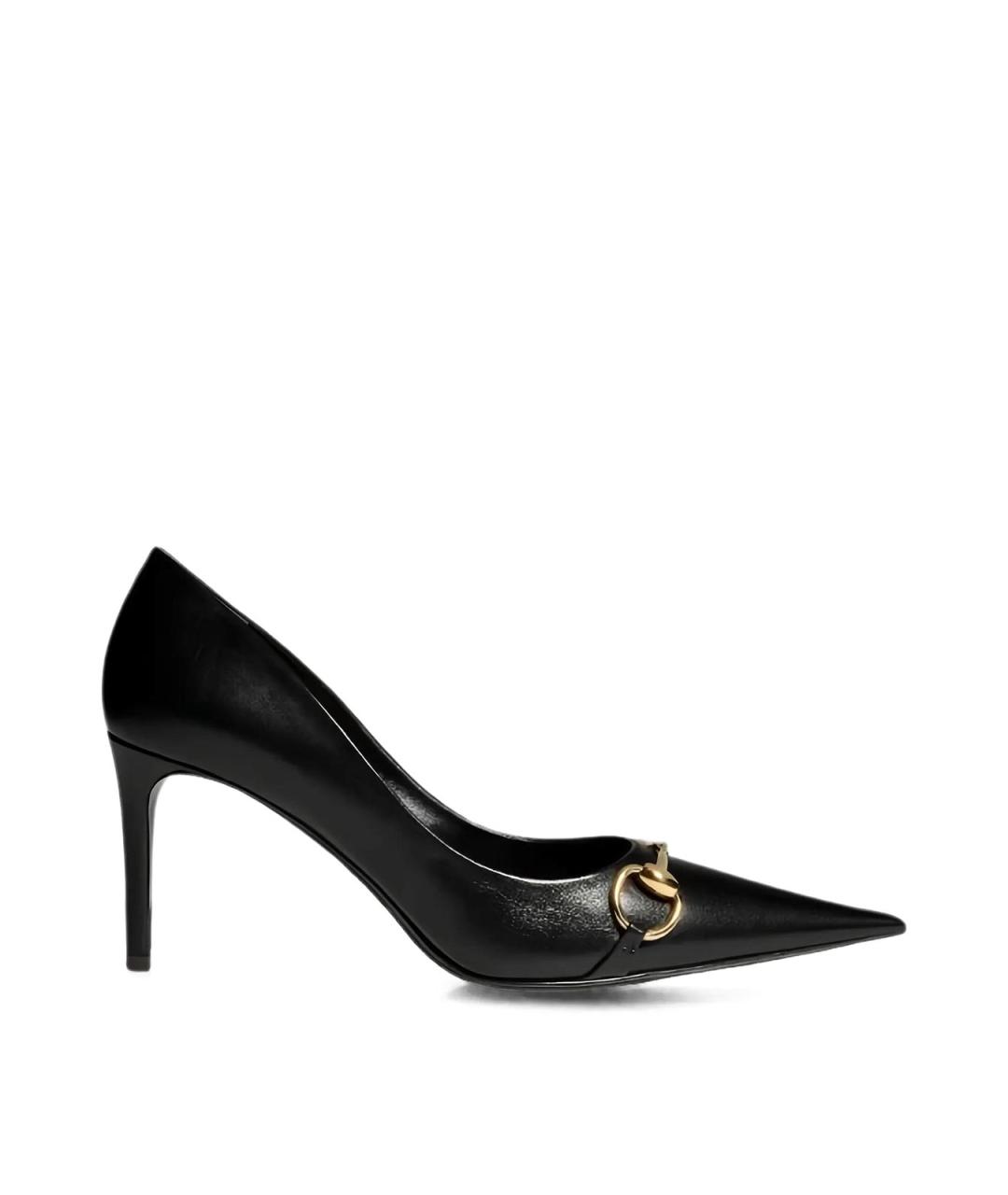 GUCCI Черные кожаные туфли, фото 1