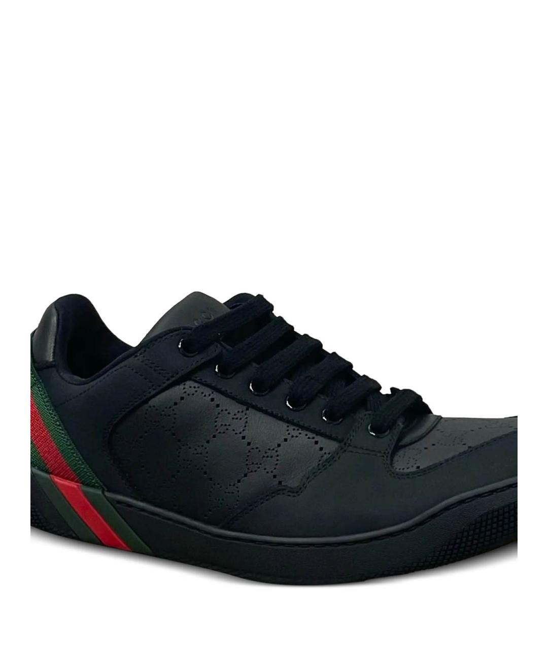 GUCCI Черные кожаные низкие кроссовки / кеды, фото 2
