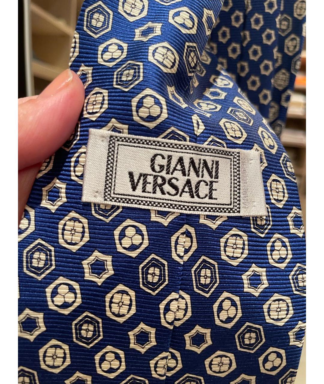 VERSACE Синий шелковый галстук, фото 2