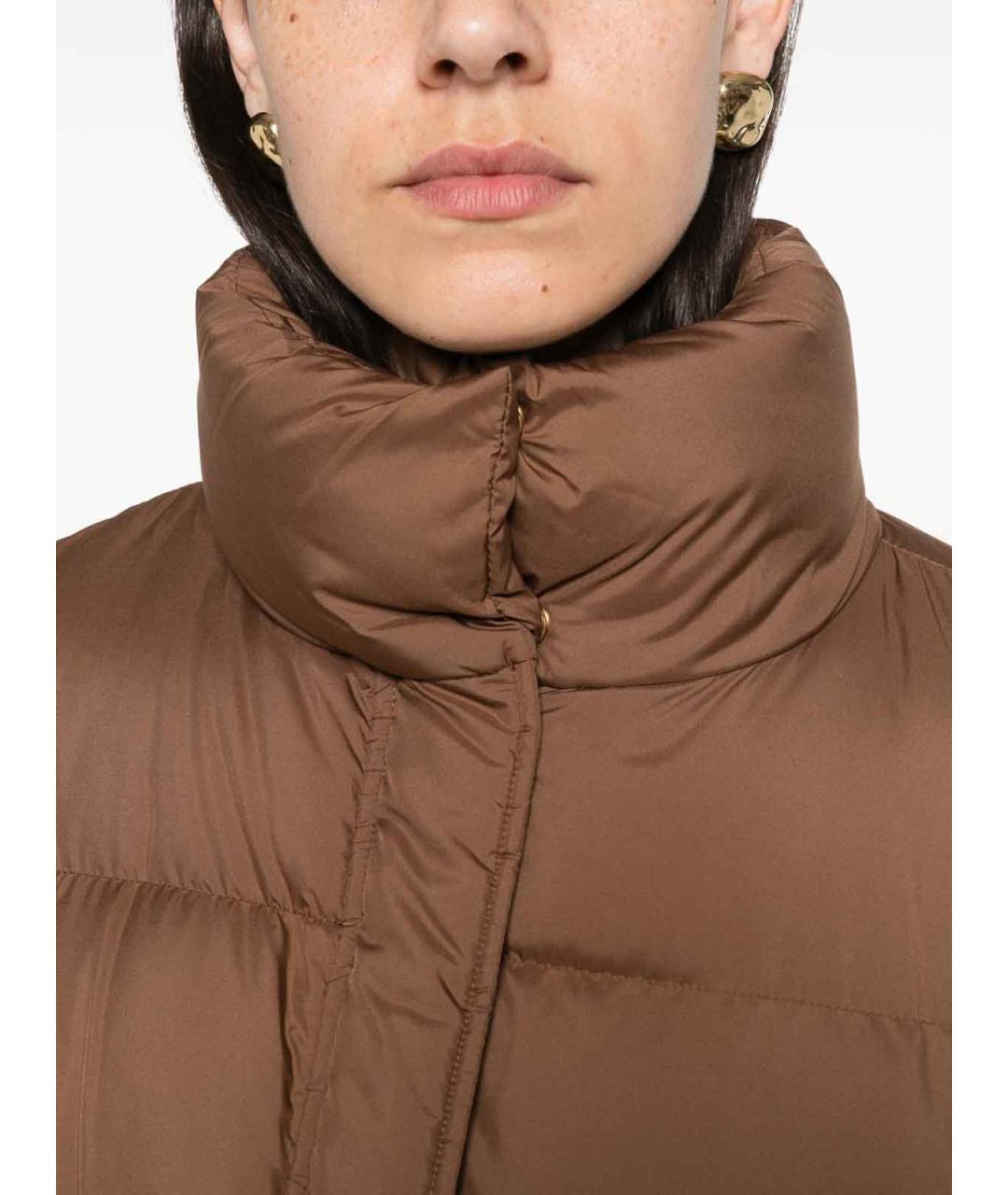 MAX MARA STUDIO Коричневый полиэстеровый пуховик, фото 3