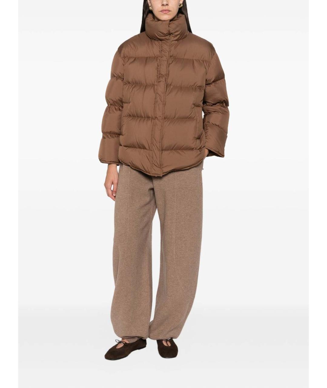 MAX MARA STUDIO Коричневый полиэстеровый пуховик, фото 2