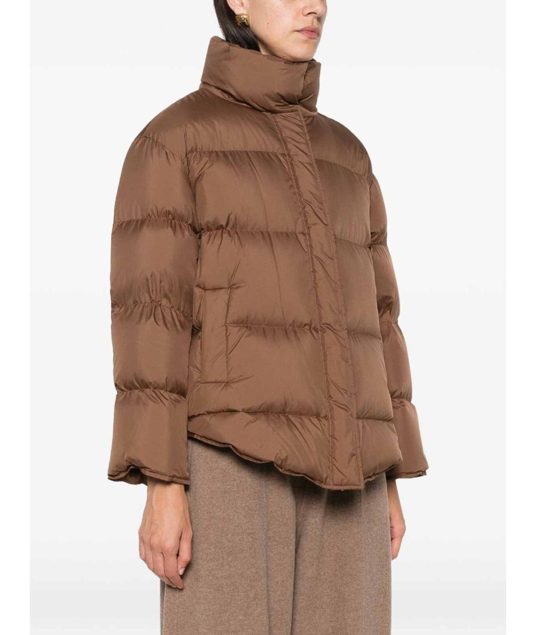 MAX MARA STUDIO Коричневый полиэстеровый пуховик, фото 5
