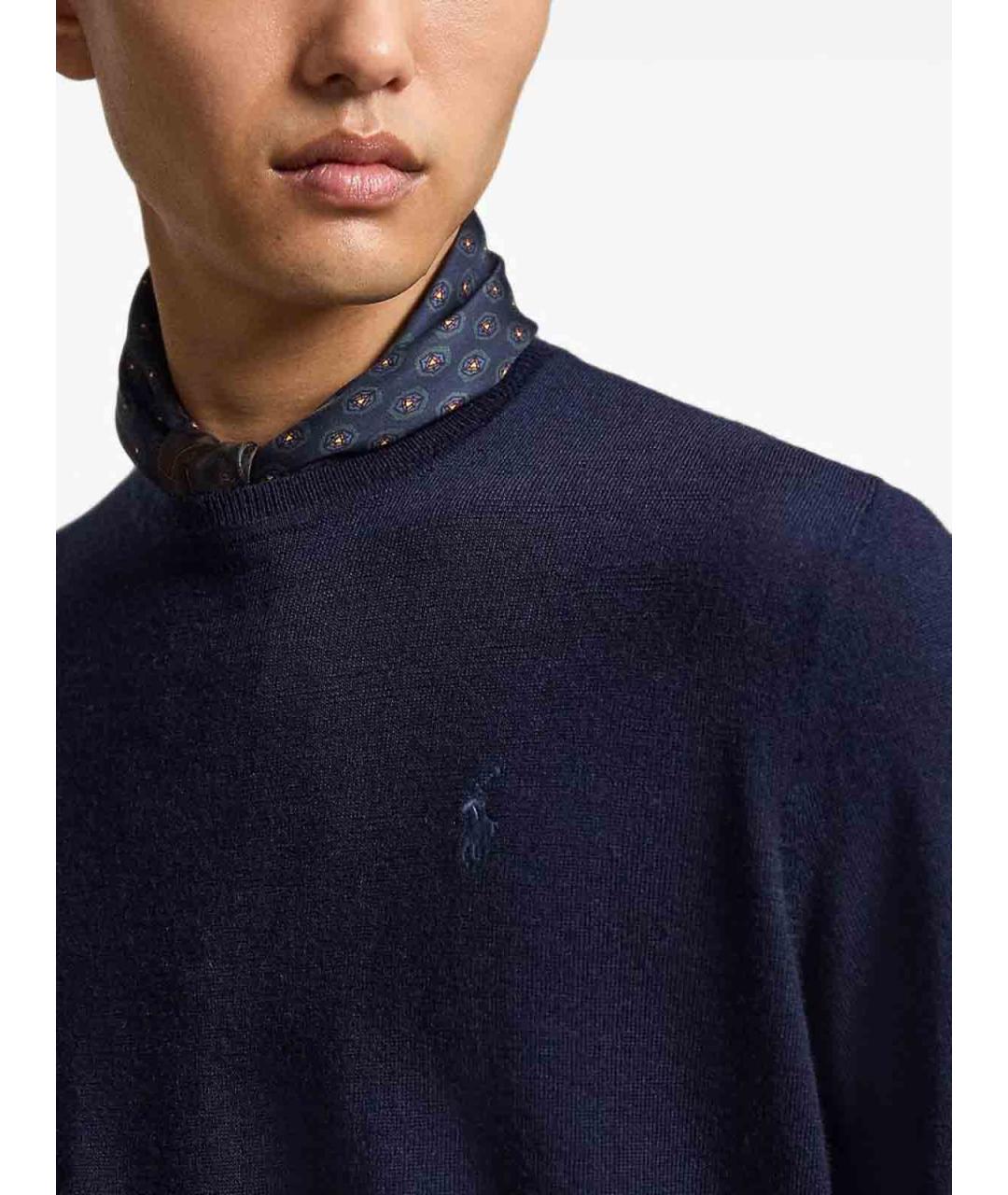POLO RALPH LAUREN Темно-синий шерстяной джемпер / свитер, фото 5
