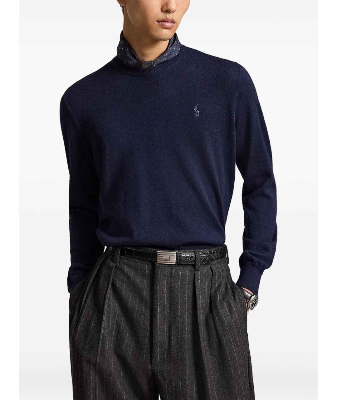 POLO RALPH LAUREN Темно-синий шерстяной джемпер / свитер, фото 3