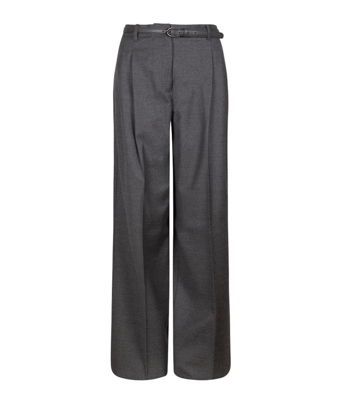 MAX MARA STUDIO Серые шерстяные прямые брюки, фото 1