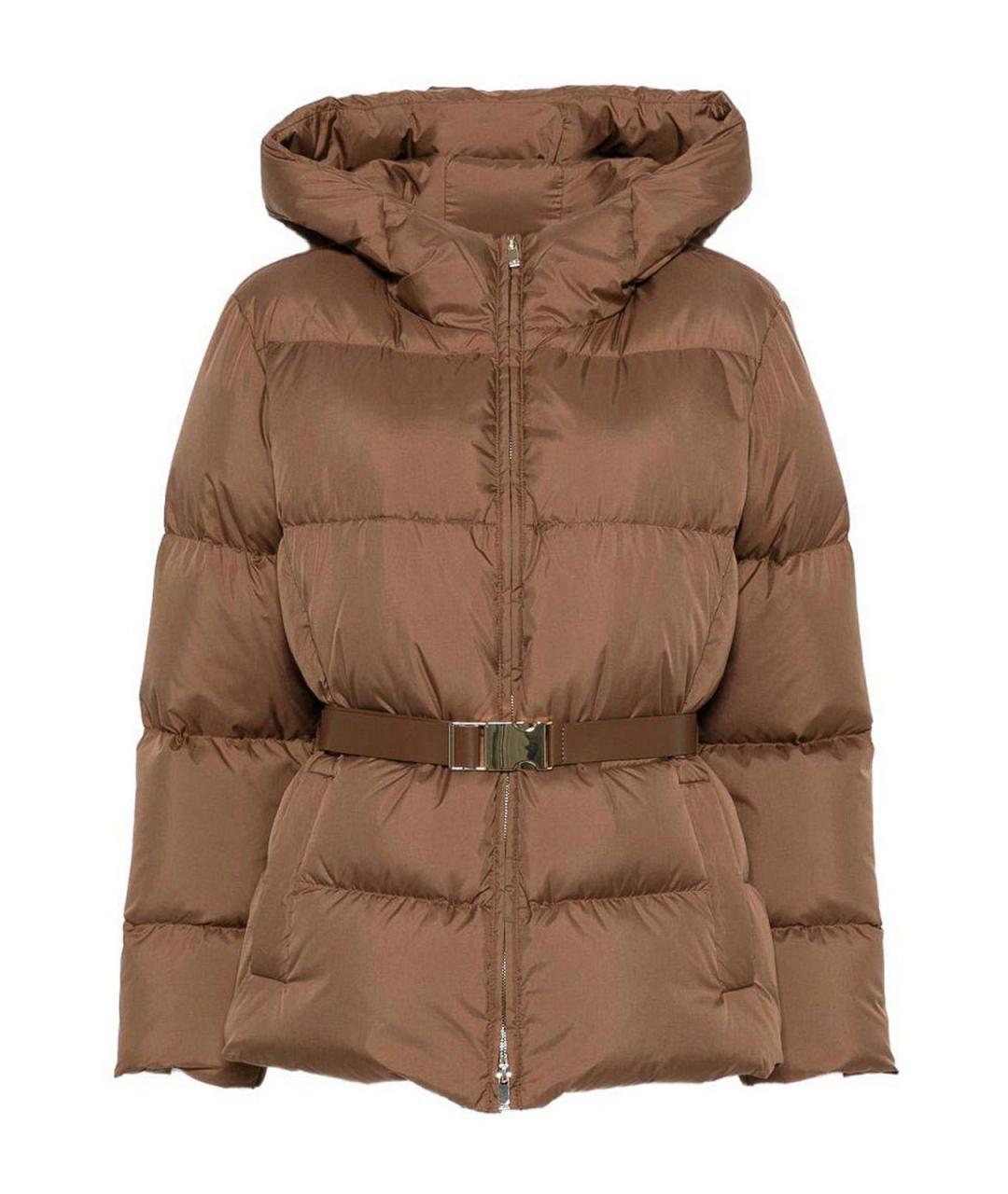 MAX MARA STUDIO Коричневый полиэстеровый пуховик, фото 1
