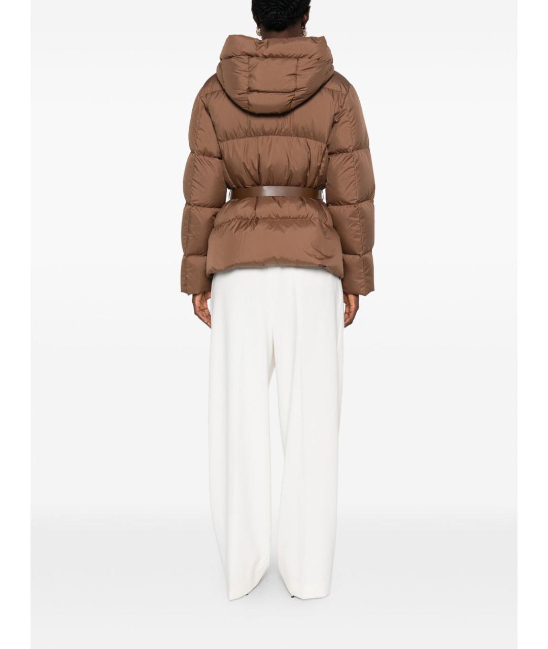 MAX MARA STUDIO Коричневый полиэстеровый пуховик, фото 4