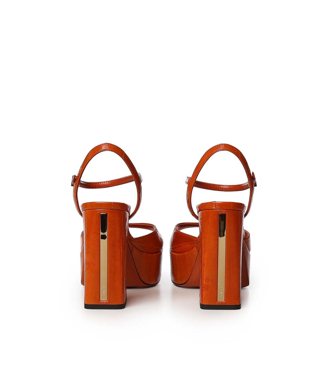 FENDI Оранжевые кожаные босоножки, фото 2