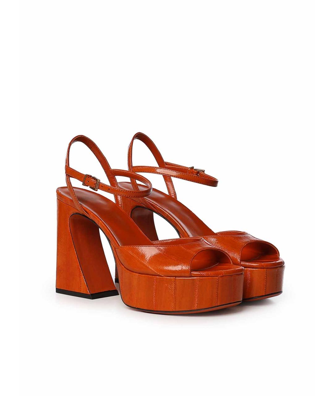 FENDI Оранжевые кожаные босоножки, фото 4