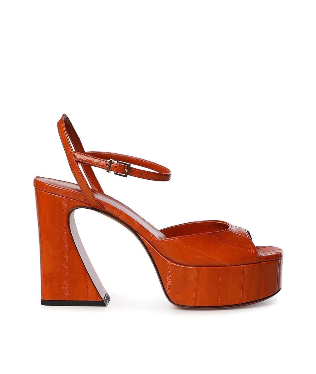 FENDI Оранжевые кожаные босоножки, фото 1