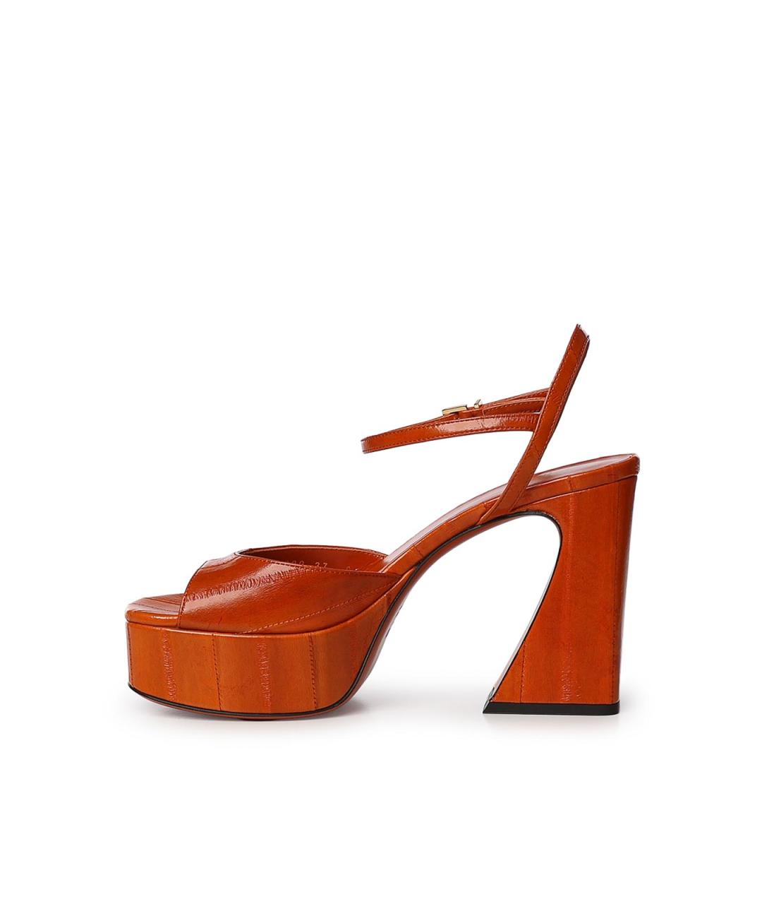 FENDI Оранжевые кожаные босоножки, фото 3