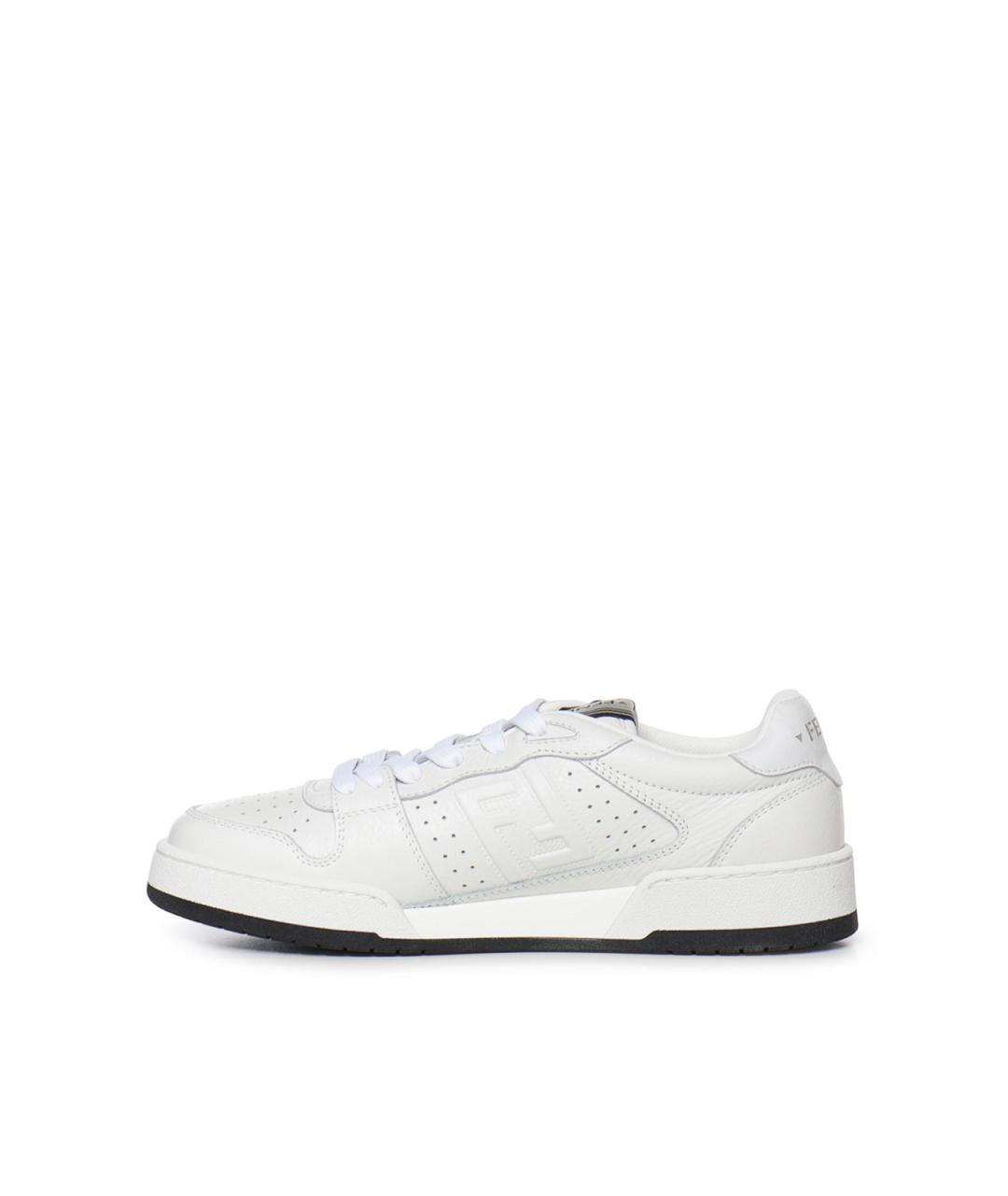 FENDI Белые кожаные низкие кроссовки / кеды, фото 3