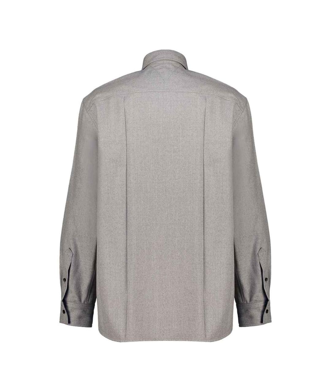 BOTTEGA VENETA Серая шерстяная кэжуал рубашка, фото 4