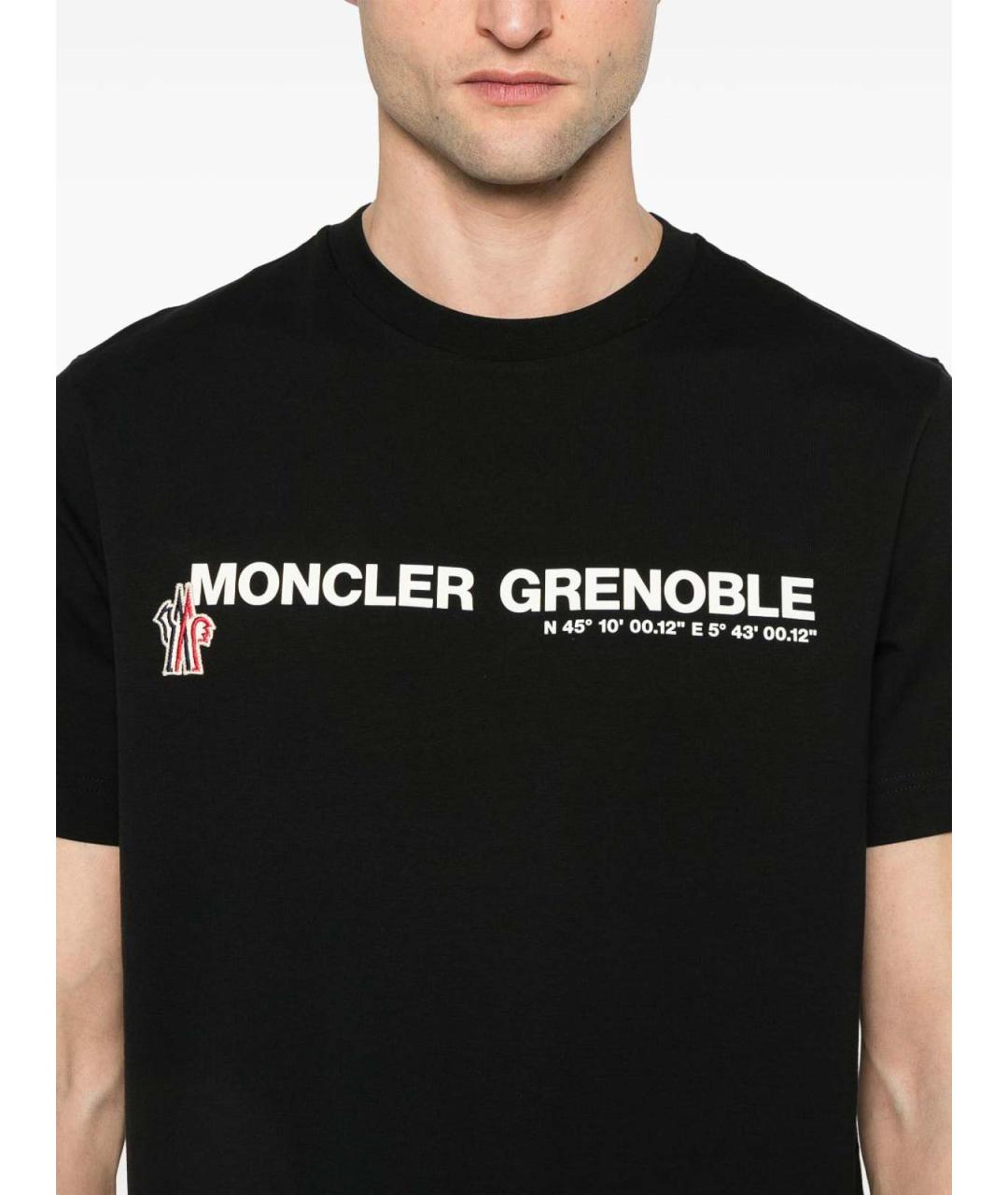 MONCLER Черная хлопковая футболка, фото 4