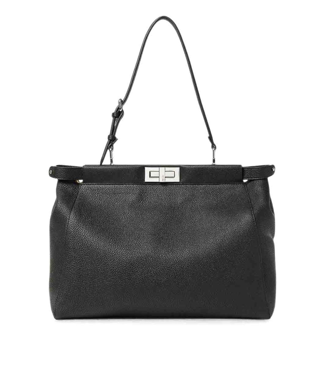 FENDI Черная кожаная сумка тоут, фото 1