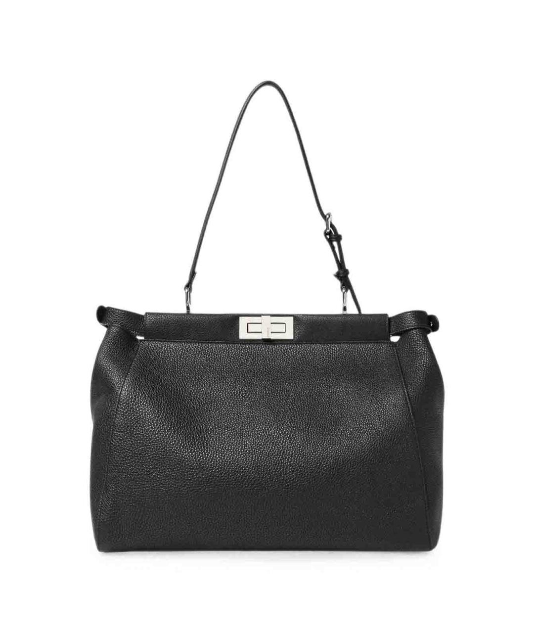 FENDI Черная кожаная сумка тоут, фото 4