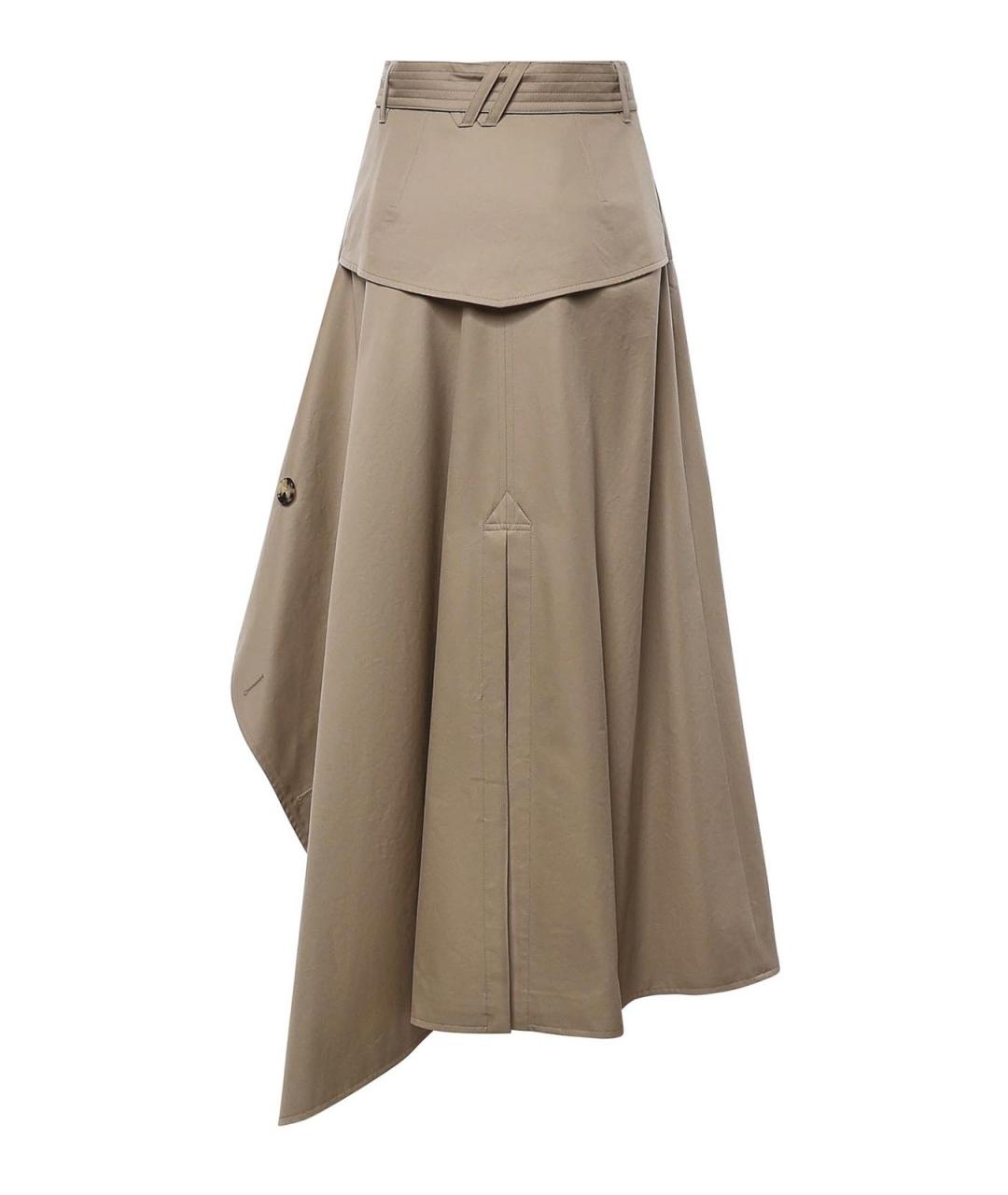 BURBERRY Бежевая хлопковая юбка миди, фото 2