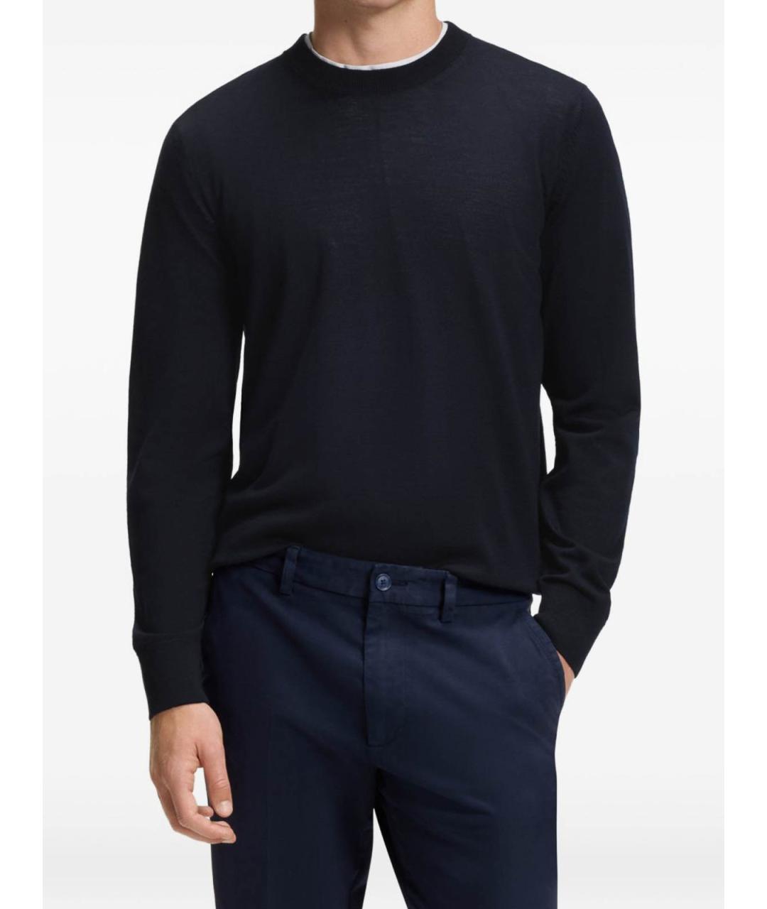 HUGO BOSS Темно-синий шерстяной джемпер / свитер, фото 2