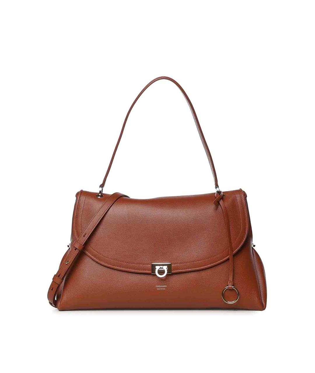 FERRAGAMO Коричневая кожаная сумка через плечо, фото 1