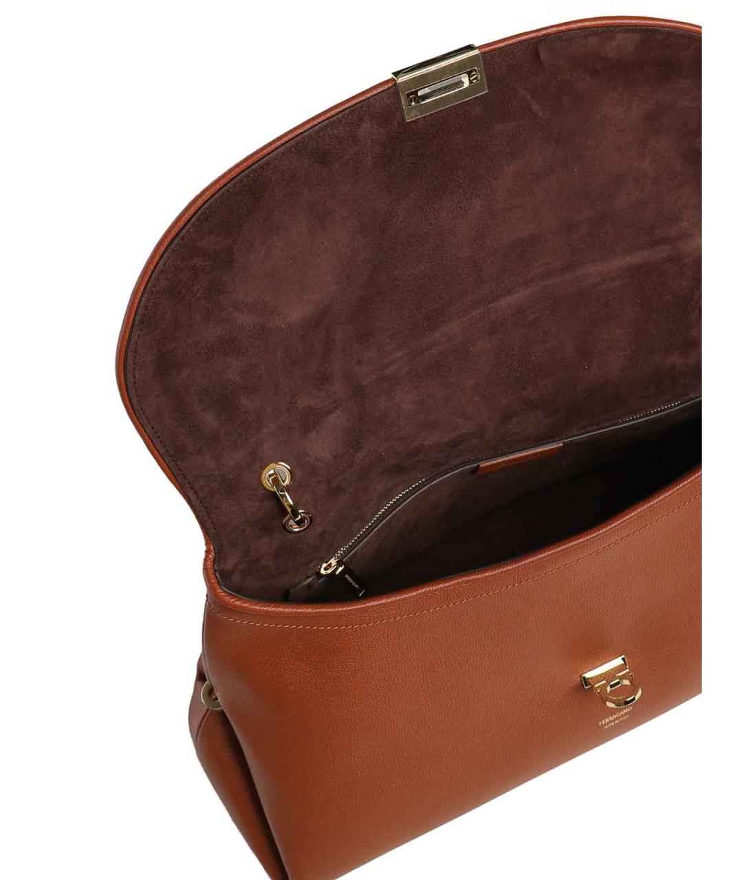 FERRAGAMO Коричневая кожаная сумка через плечо, фото 3