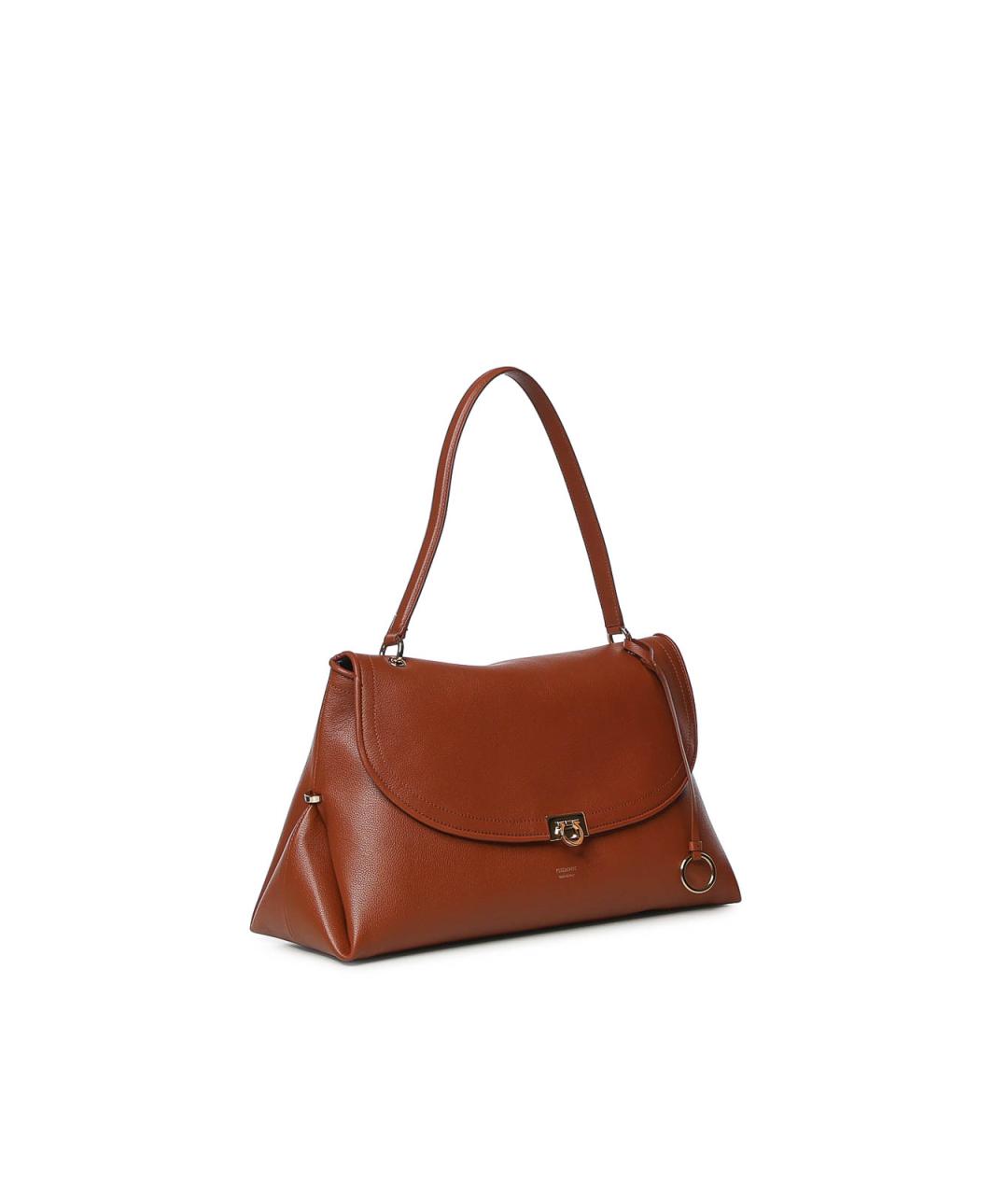 FERRAGAMO Коричневая кожаная сумка через плечо, фото 4