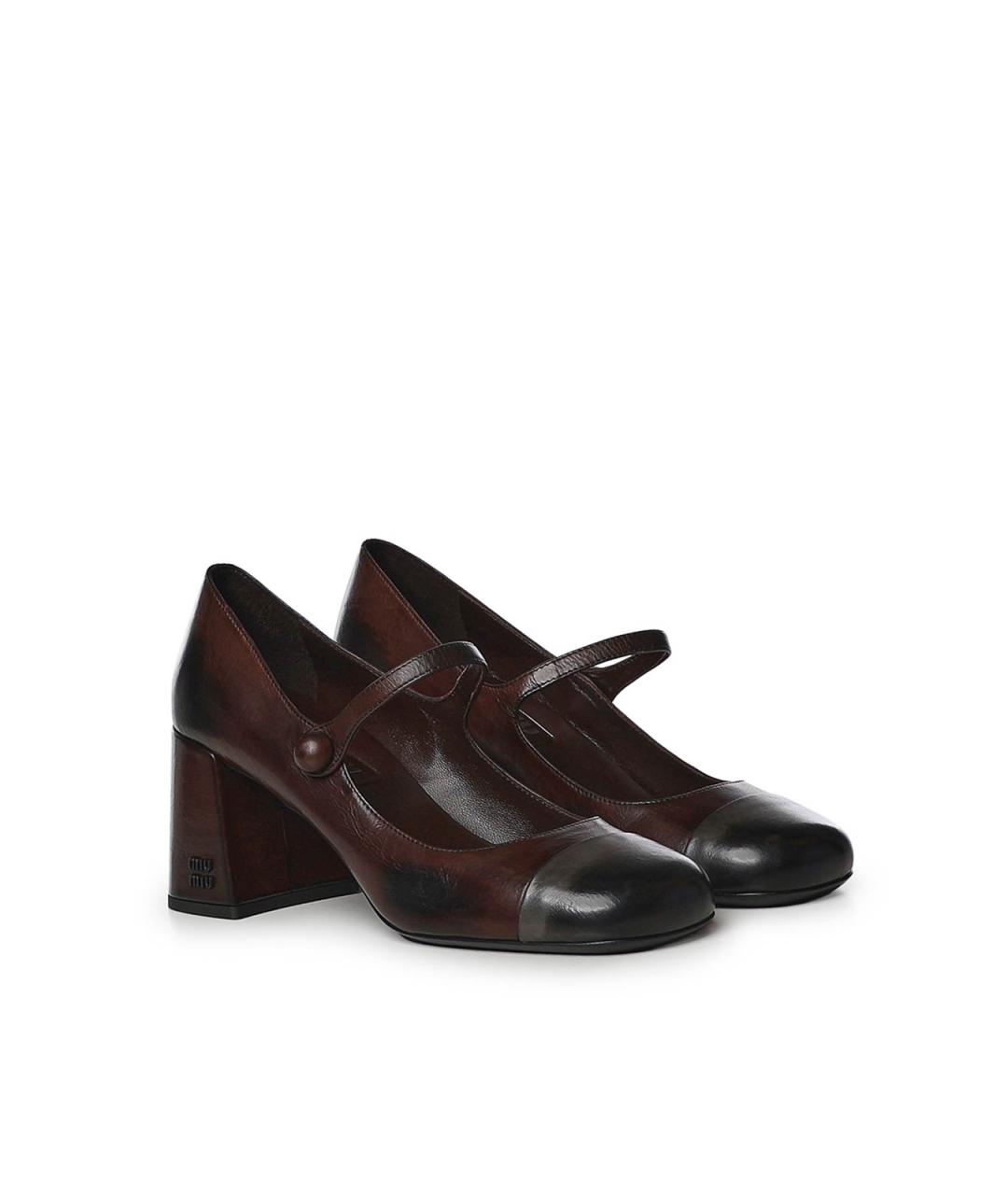 MIU MIU Коричневые кожаные туфли, фото 4