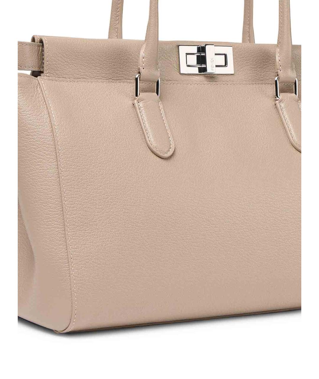 FENDI Бежевая кожаная сумка тоут, фото 3