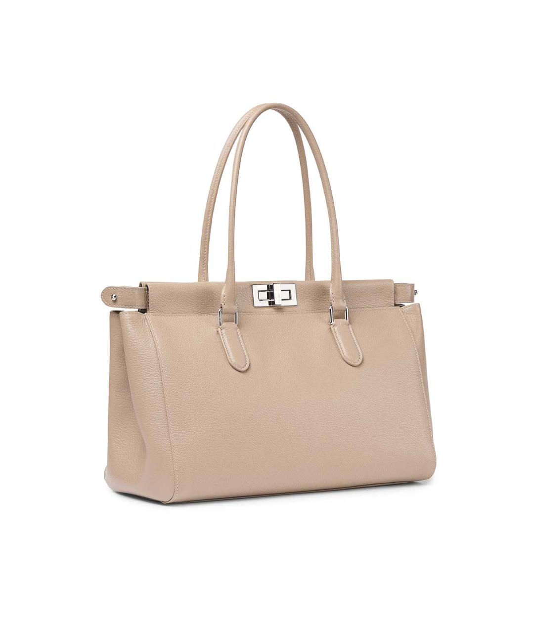 FENDI Бежевая кожаная сумка тоут, фото 4