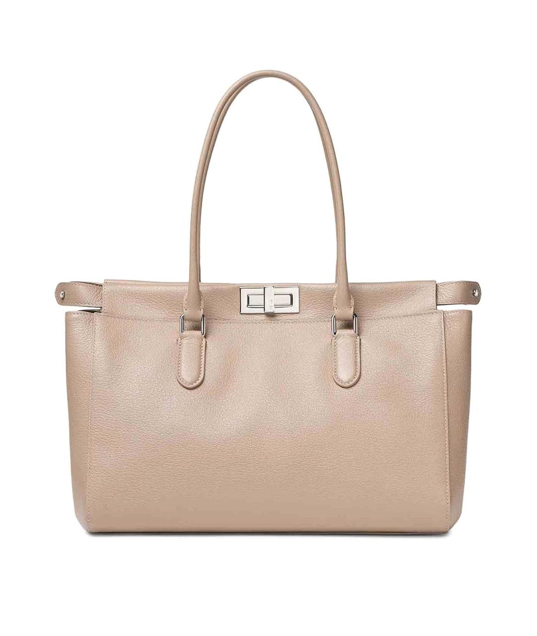 FENDI Бежевая кожаная сумка тоут, фото 1