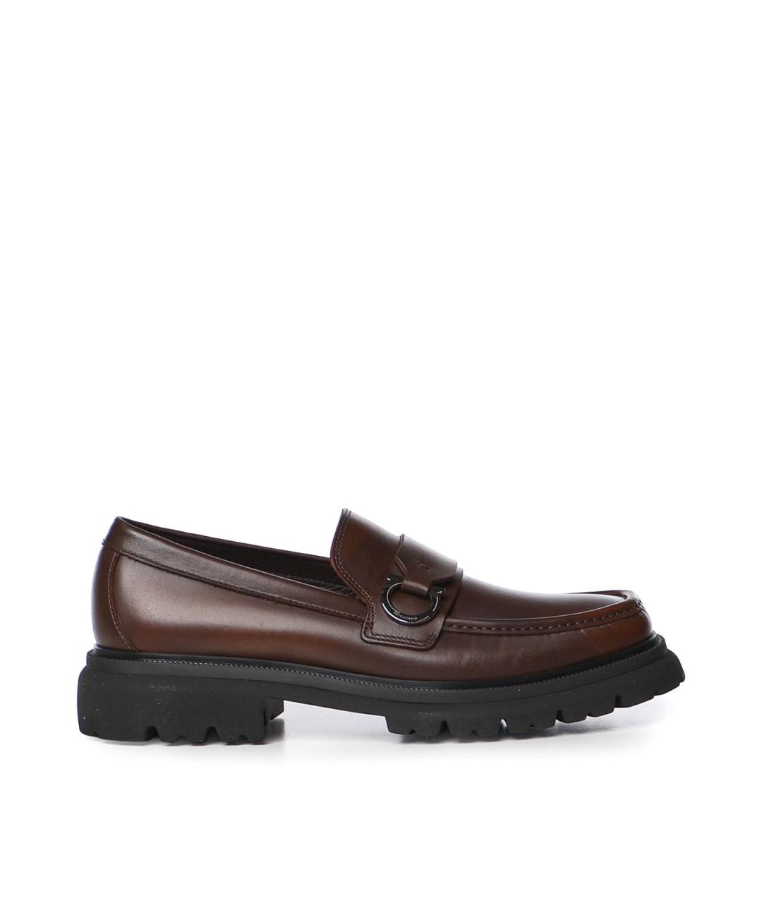 FERRAGAMO Коричневые кожаные лоферы, фото 1