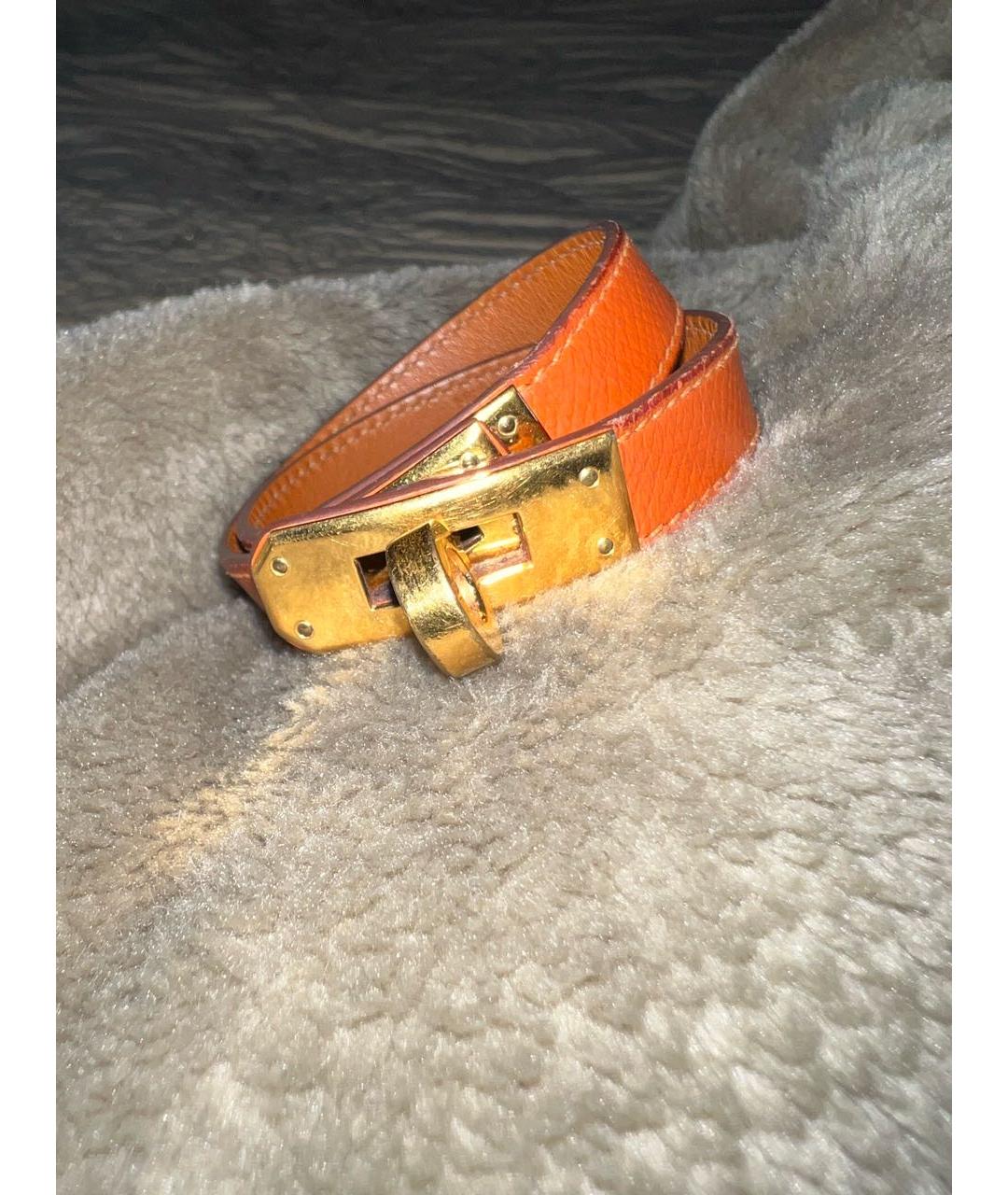 HERMES PRE-OWNED Оранжевый кожаный браслет, фото 4