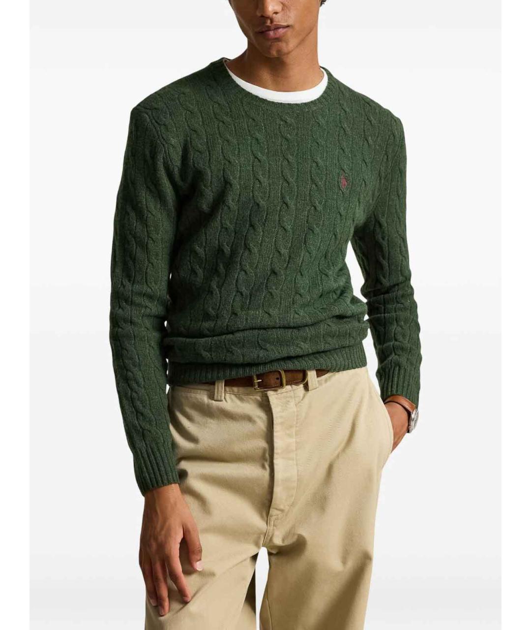 POLO RALPH LAUREN Зеленый шерстяной джемпер / свитер, фото 2