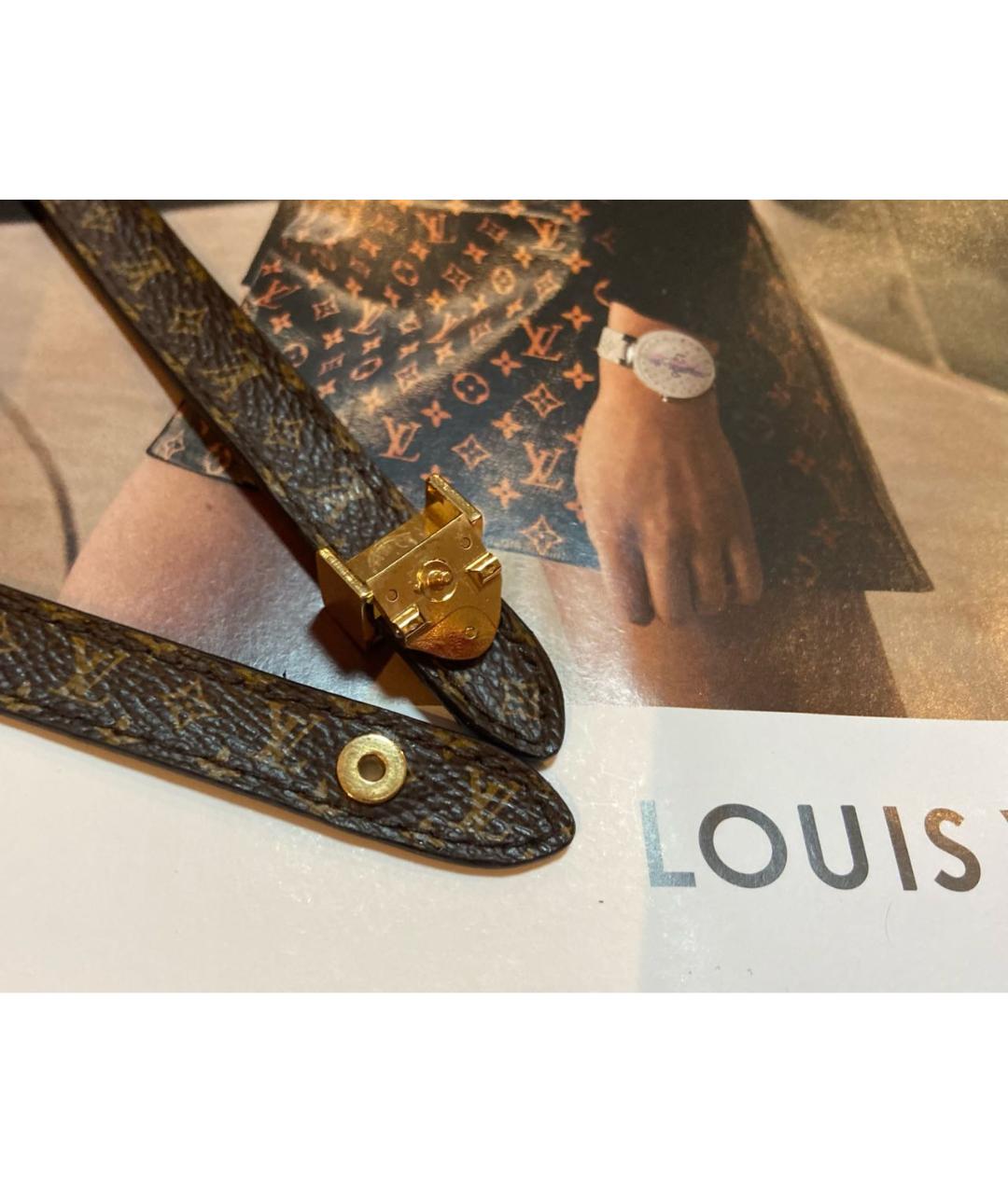 LOUIS VUITTON PRE-OWNED Коричневый кожаный браслет, фото 8