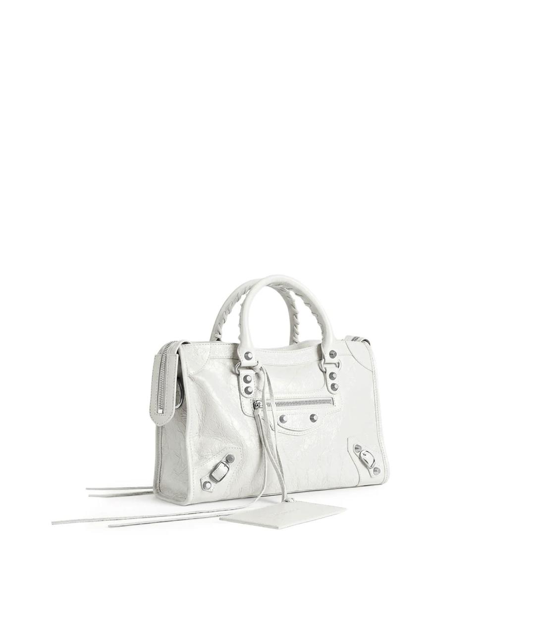 BALENCIAGA Белая кожаная сумка тоут, фото 5
