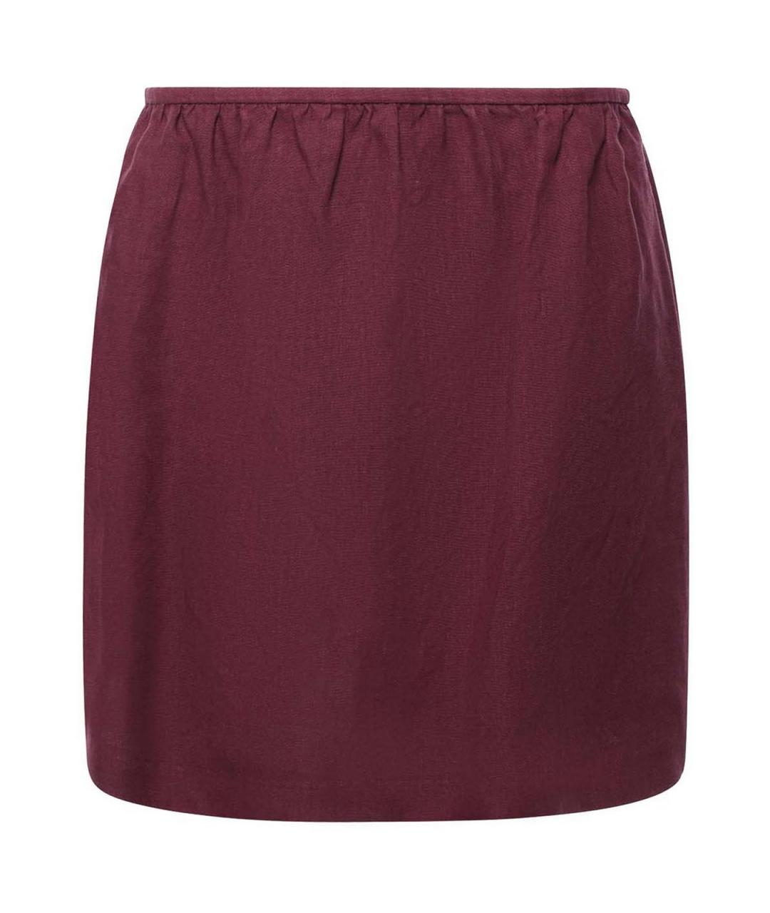 MIU MIU Бордовая льняная юбка мини, фото 1