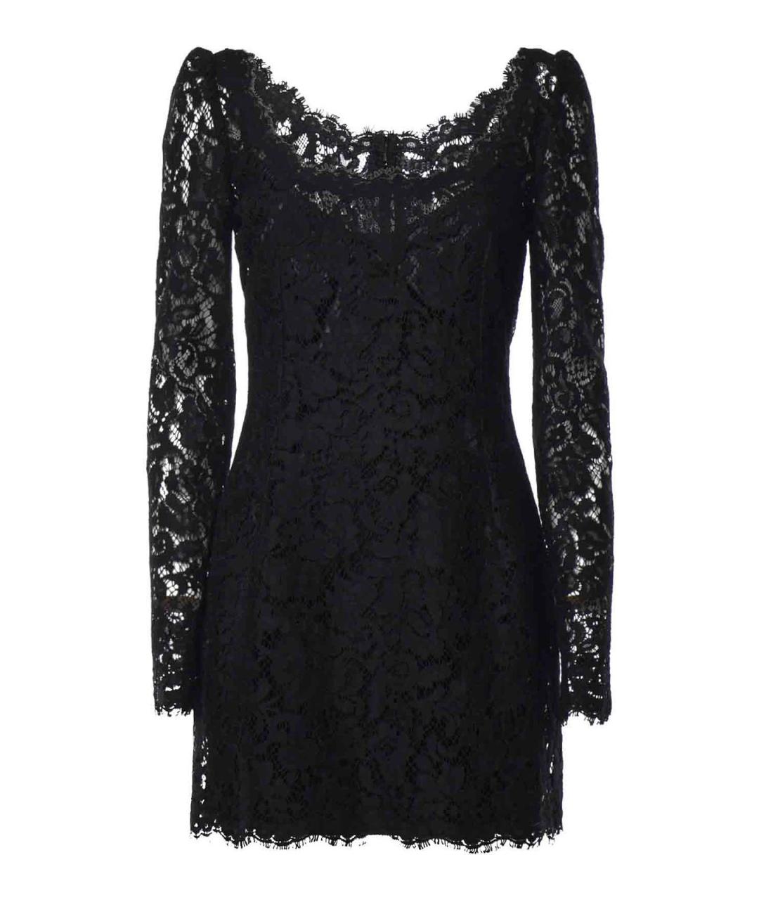 DOLCE&GABBANA Черное кружевное коктейльное платье, фото 1