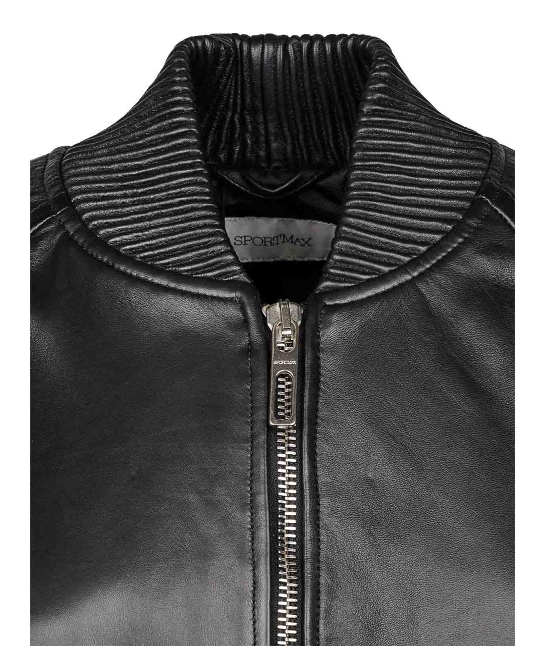 SPORTMAX Черная кожаная куртка, фото 3