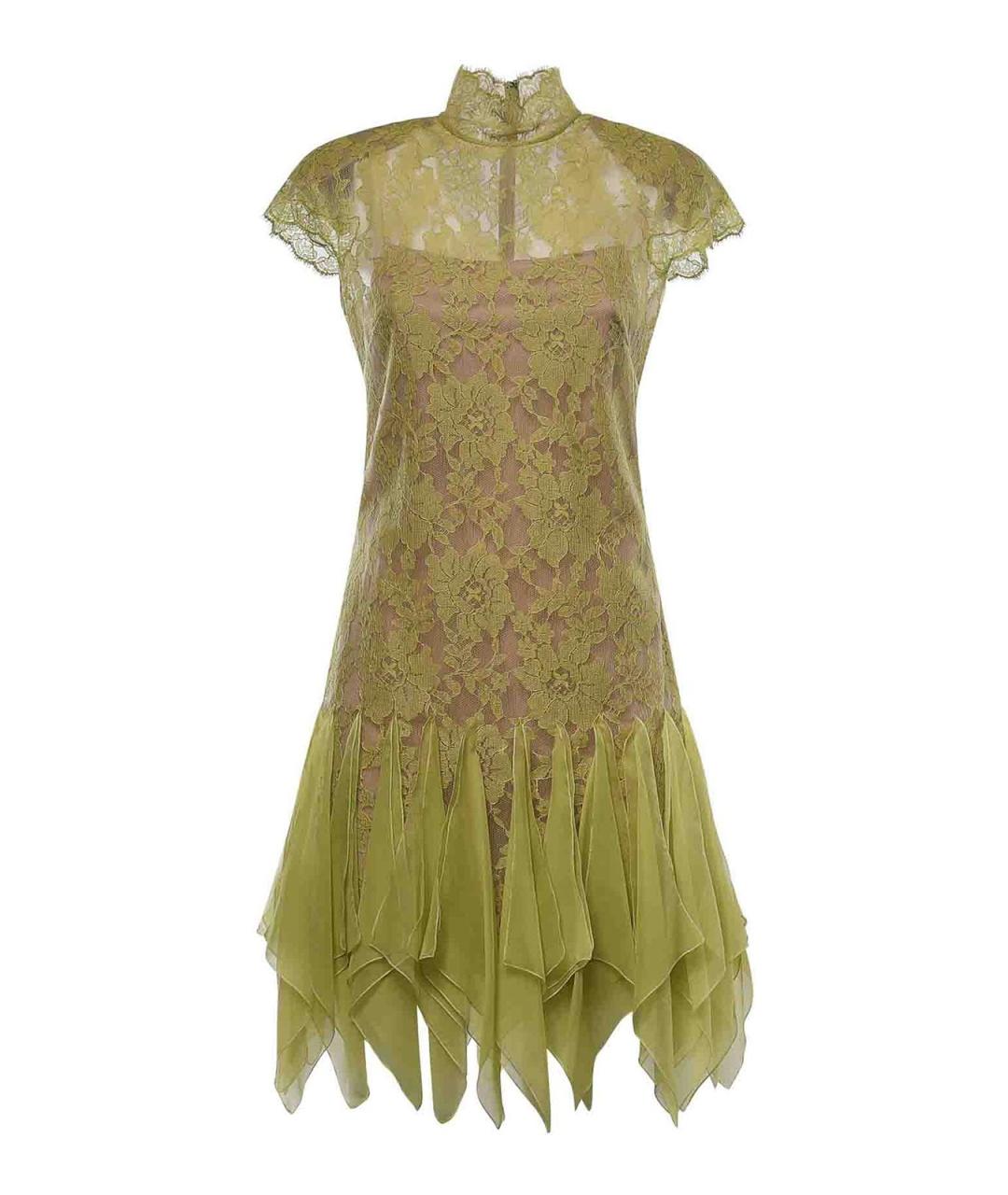 VALENTINO Зеленое кружевное коктейльное платье, фото 1
