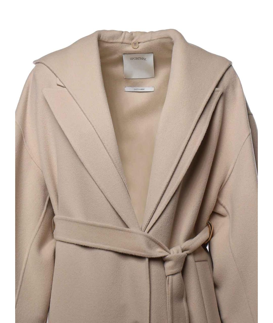 SPORTMAX Бежевое шерстяное пальто, фото 3