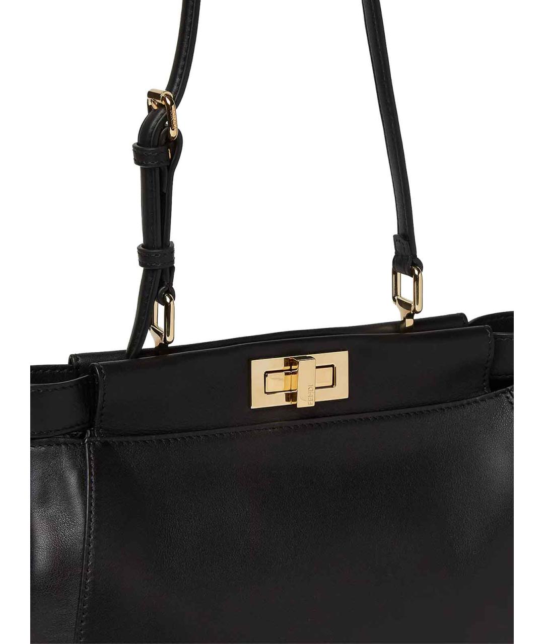 FENDI Черная кожаная сумка тоут, фото 3