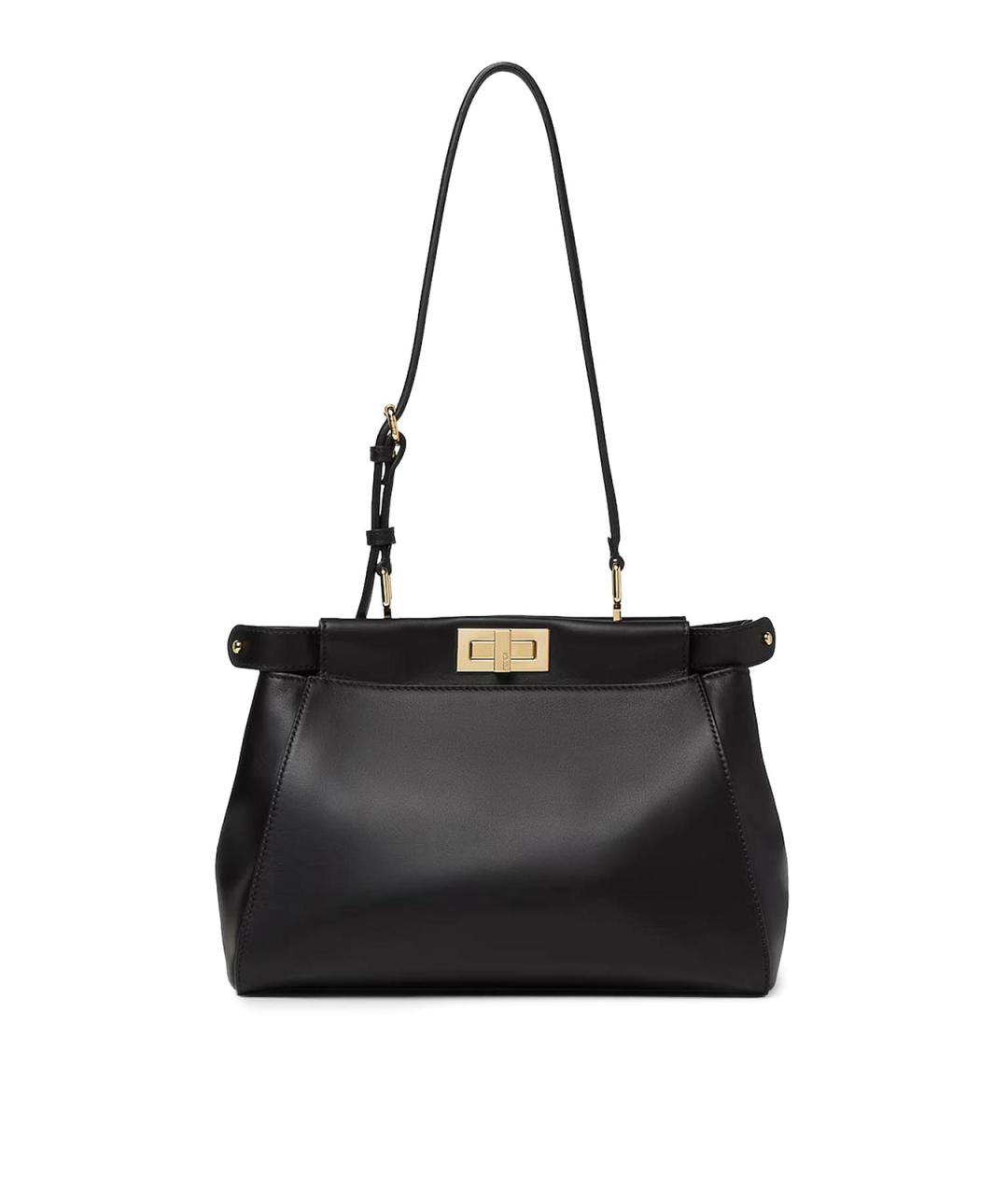 FENDI Черная кожаная сумка тоут, фото 1