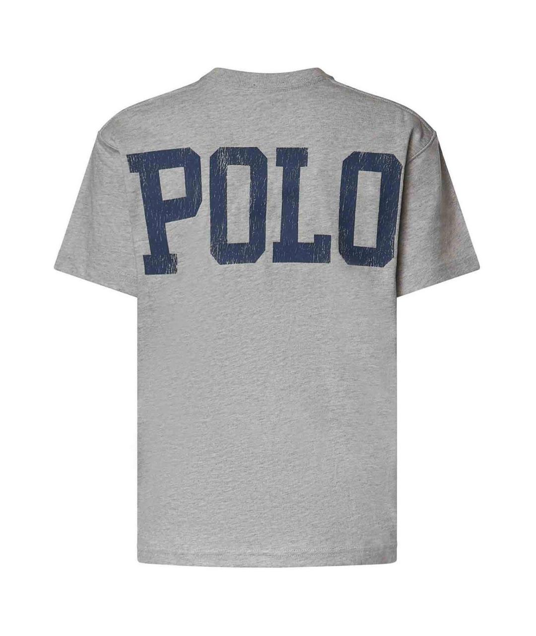 POLO RALPH LAUREN Серая хлопковая футболка, фото 2