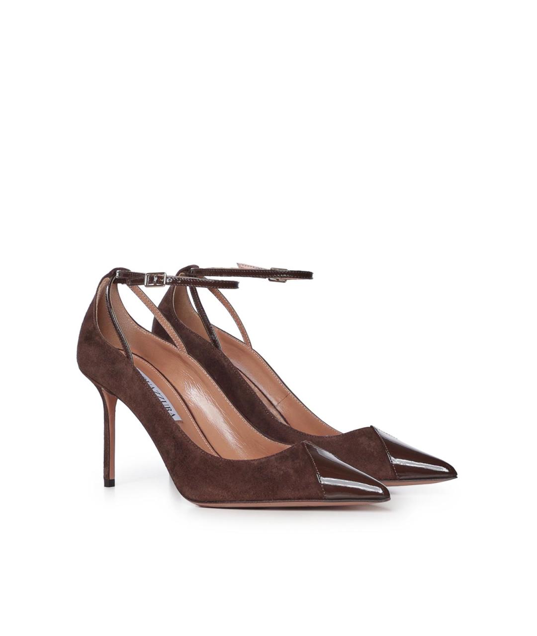 AQUAZZURA Коричневые замшевые туфли, фото 4