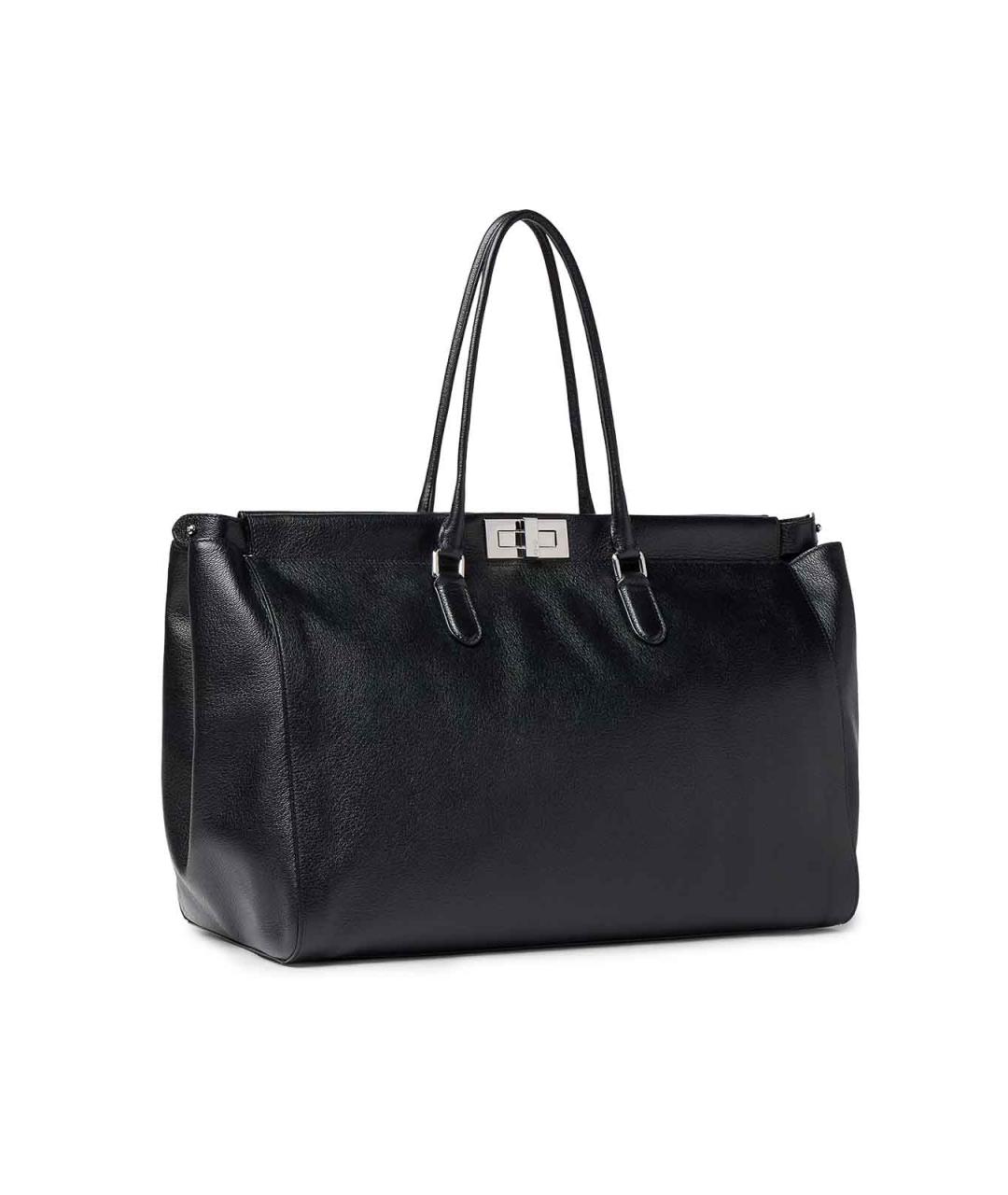 FENDI Черная кожаная сумка тоут, фото 4