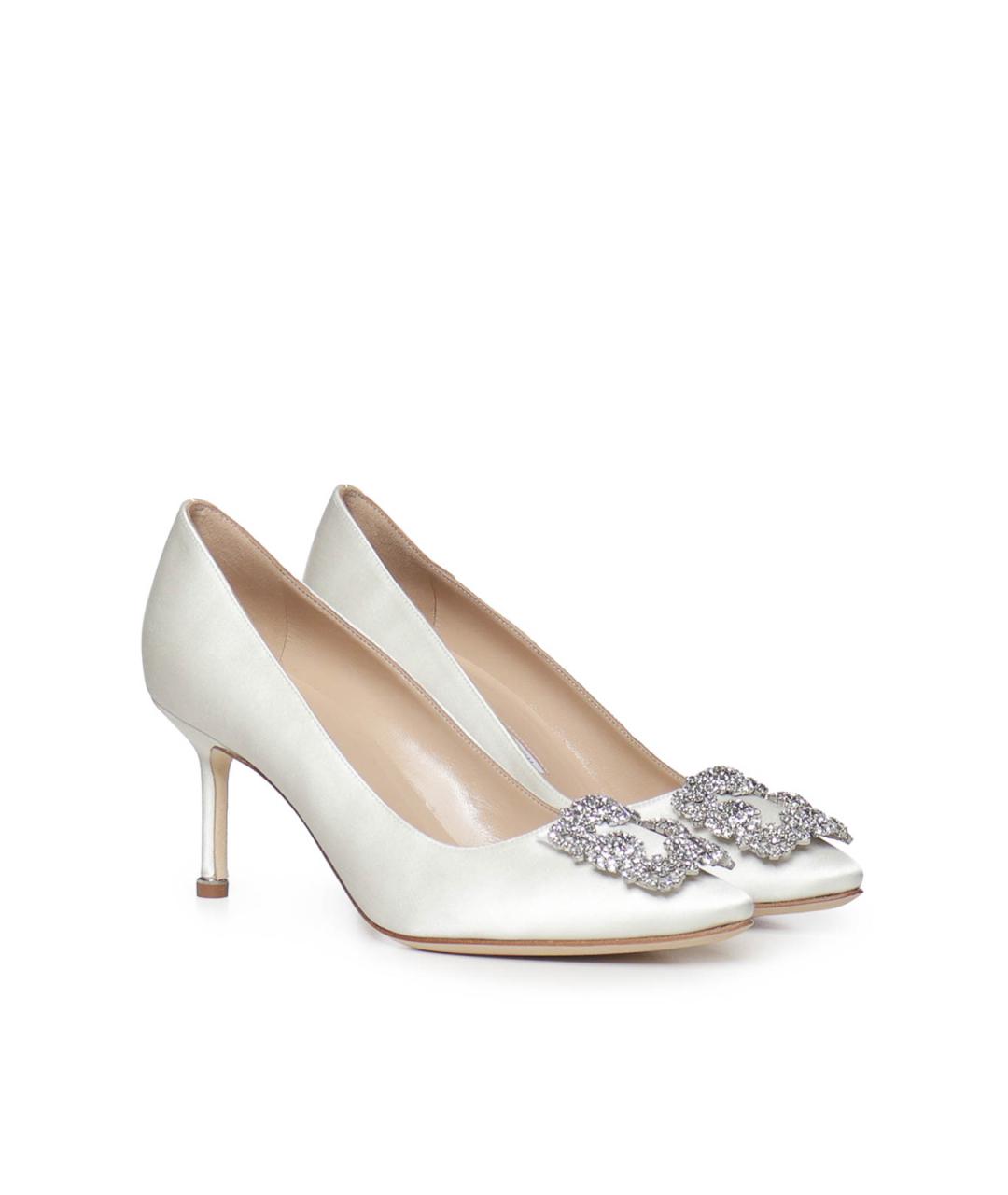 MANOLO BLAHNIK Белые текстильные туфли, фото 4