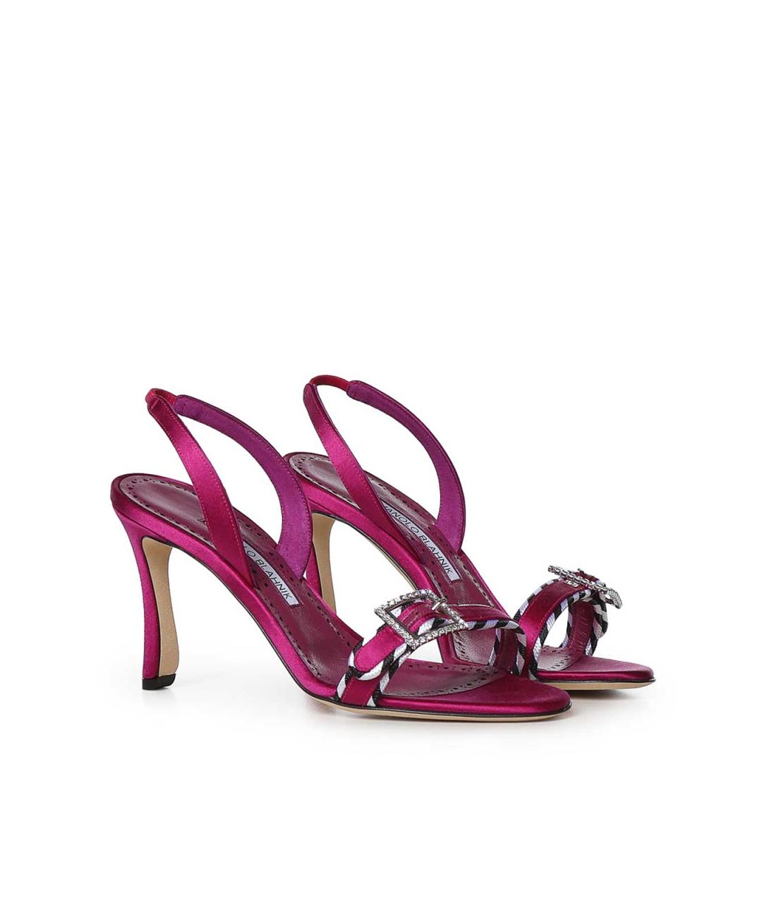 MANOLO BLAHNIK Фуксия текстильные босоножки, фото 4