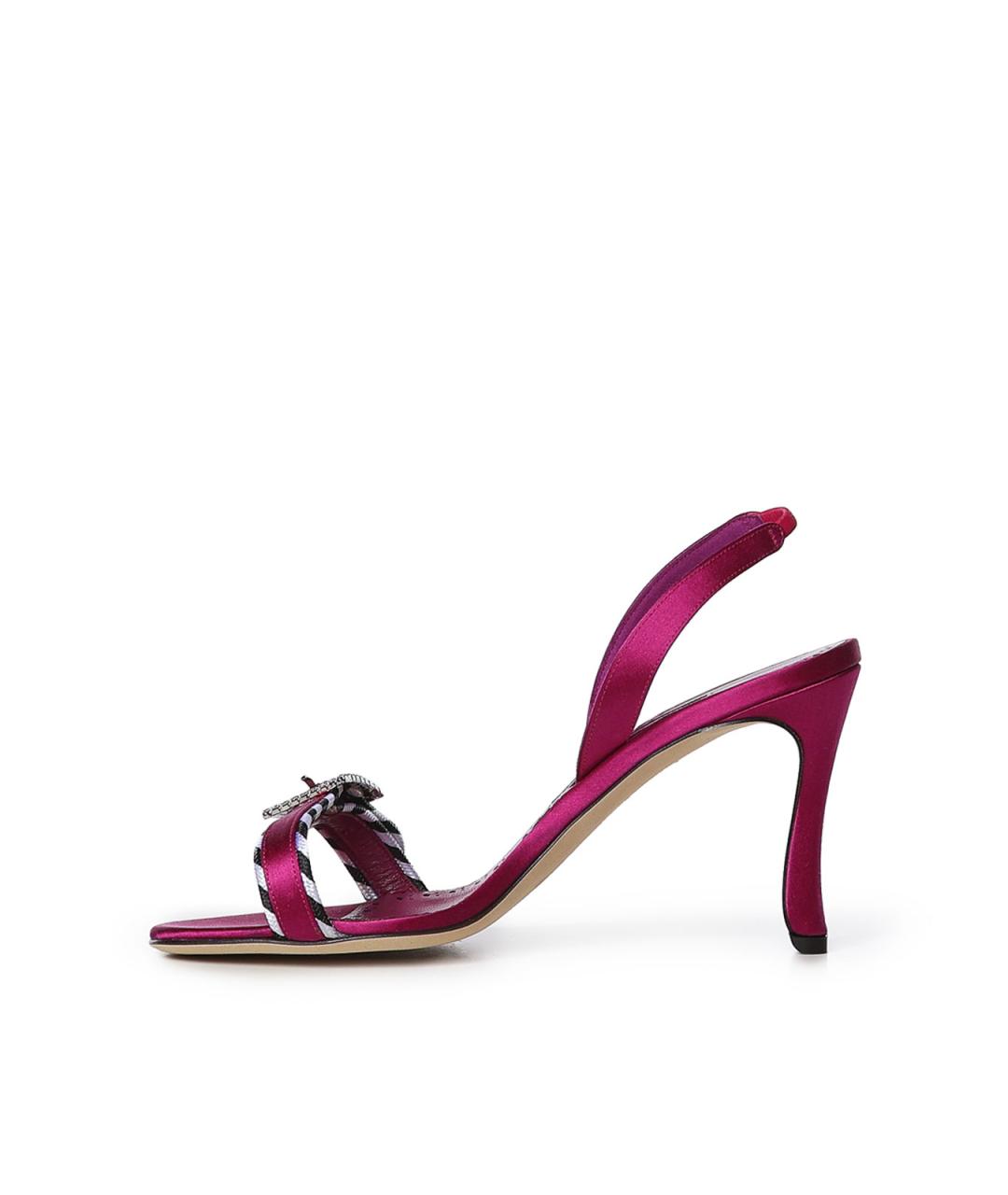 MANOLO BLAHNIK Фуксия текстильные босоножки, фото 3