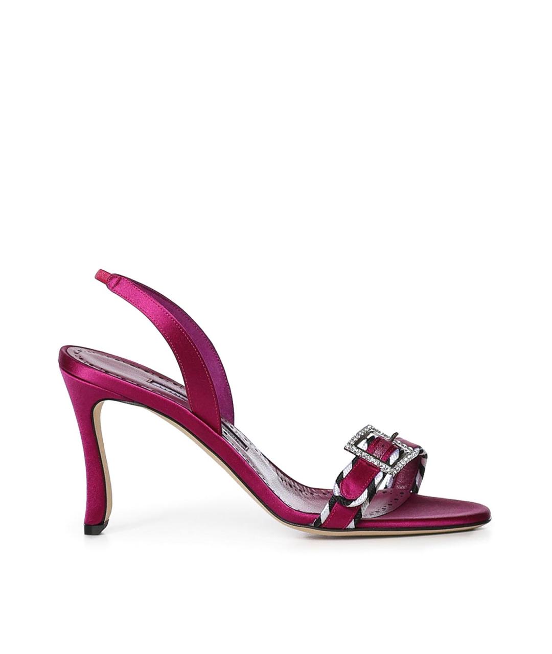 MANOLO BLAHNIK Фуксия текстильные босоножки, фото 5