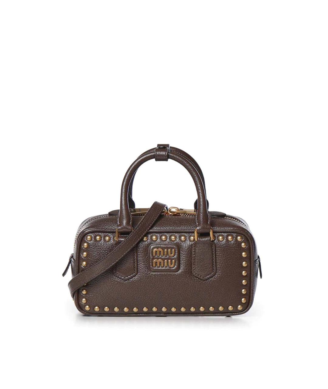 MIU MIU Коричневая кожаная сумка с короткими ручками, фото 1